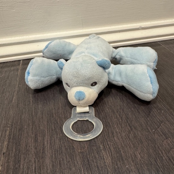 NWOT Dr Browns Blue Stuffed Bear Animal Toy Pacifier Holder - Picture 1 of 4